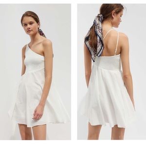 Urban Outfitters NWOT Dahlia White Smocked Asymmetrical Cotton Dress